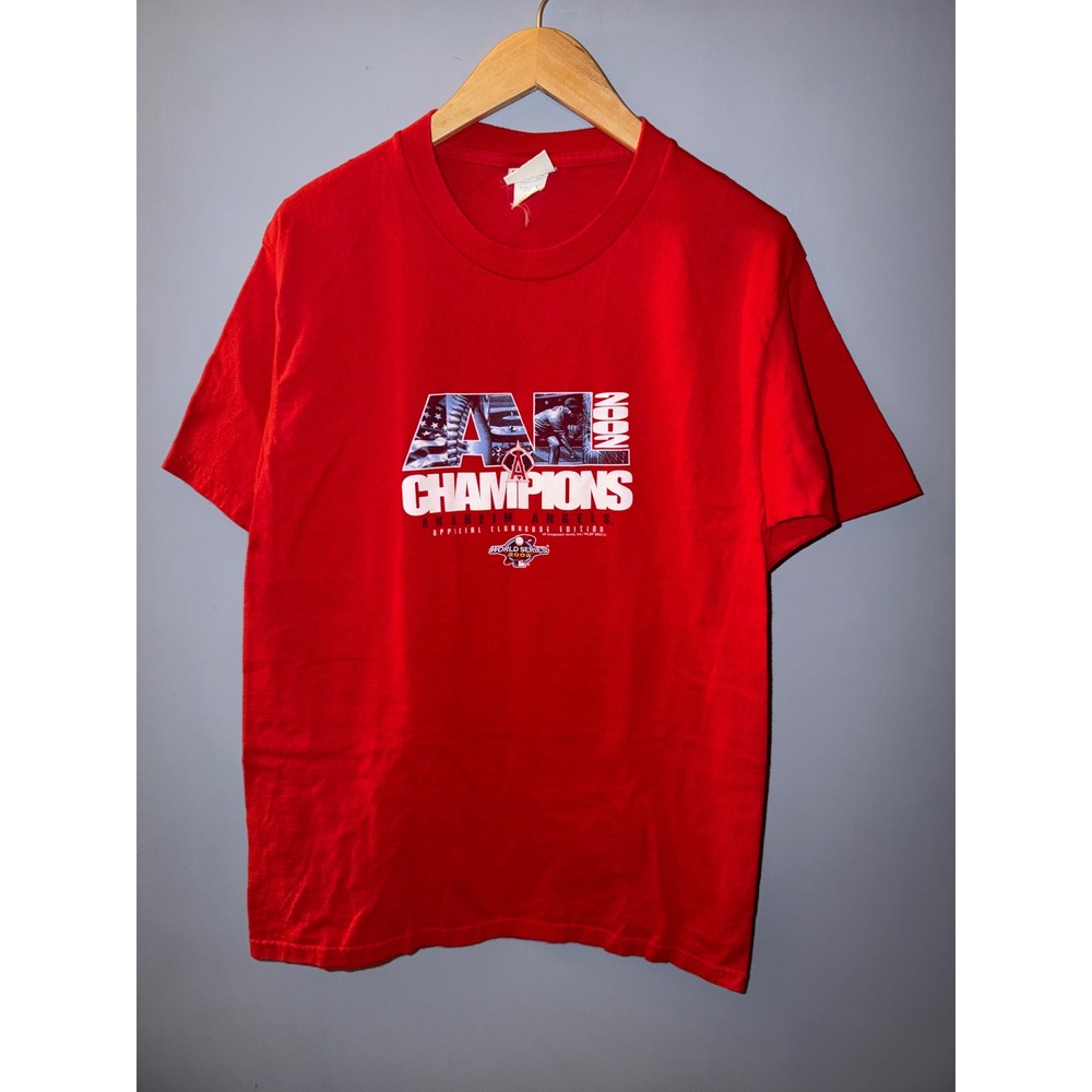 Vintage Lee Sport Anaheim Angels 2002 World Series Champions T-Shirt Red Mens M